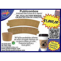 Mil fajillas para bebidas calientes impresas con su logotipo a un color.