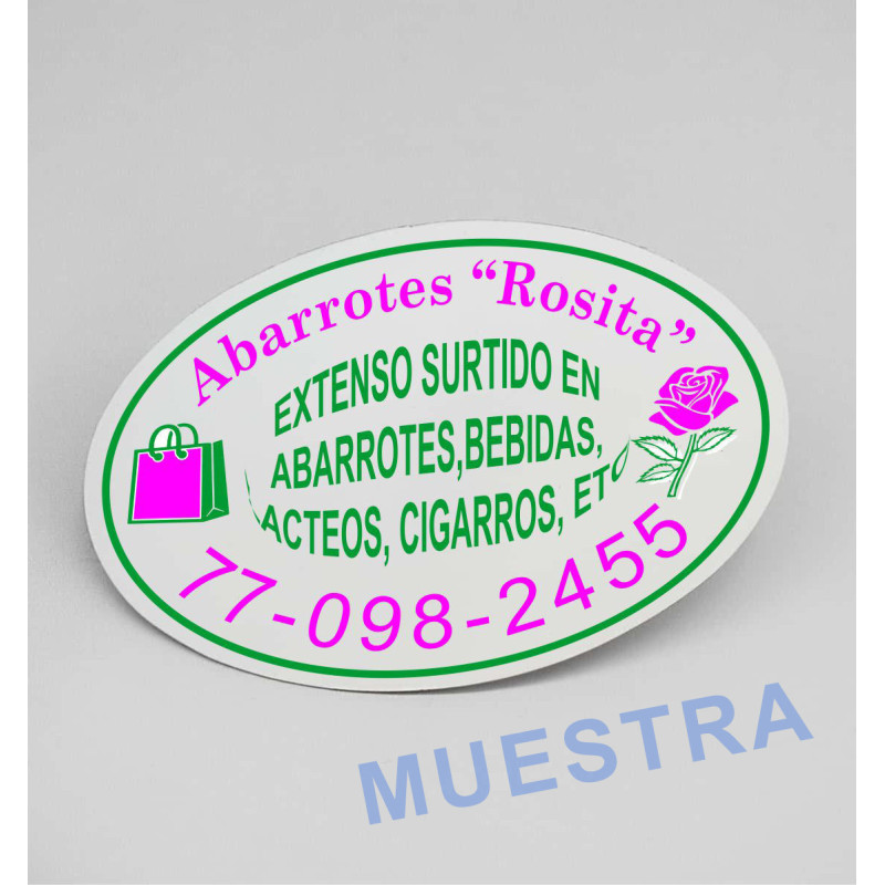 Iman publicitario con su logotipo o marca en forma de óvalo impreso a dos tintas en serigrafía.