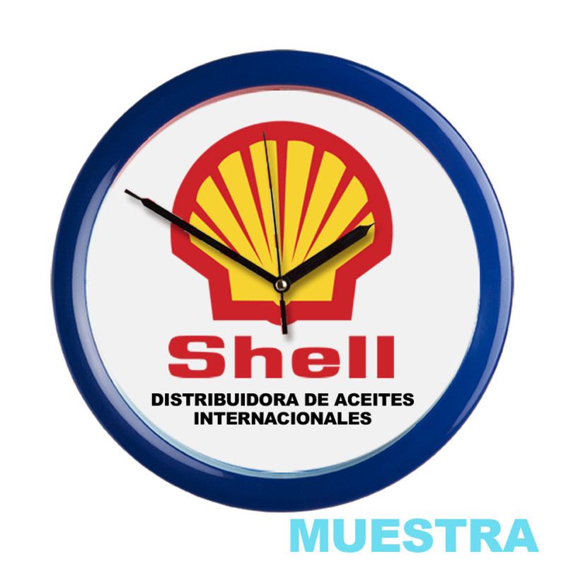 Reloj de pared modelo Indiana marca Armando Relojes con logotipo y publicidad impresa.