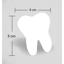 Imánes publicitarios en forma de muela impresos a dos tintas en serigrafía.