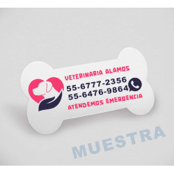 Iman publicitario con su logotipo o marca en forma de hueso impreso a dos tintas en serigrafía.