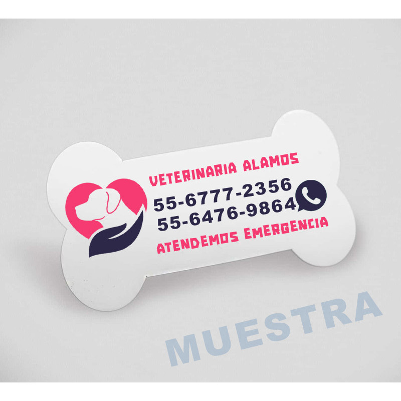 Iman publicitario con su logotipo o marca en forma de hueso impreso a dos tintas en serigrafía.