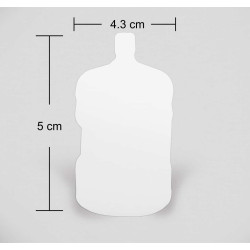 Imánes publicitarios en forma de garrafón impresos a dos tintas en serigrafía.