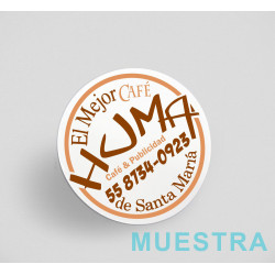 Imán publicitario en forma de círculo impreso a dos tintas en serigrafía.