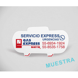 Imánes publicitarios en forma de tanque estacionario impreso a dos tintas en serigrafía.