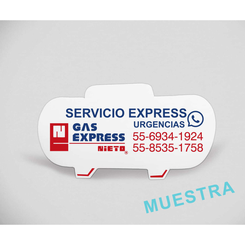 Imánes publicitarios en forma de tanque estacionario impreso a dos tintas en serigrafía.