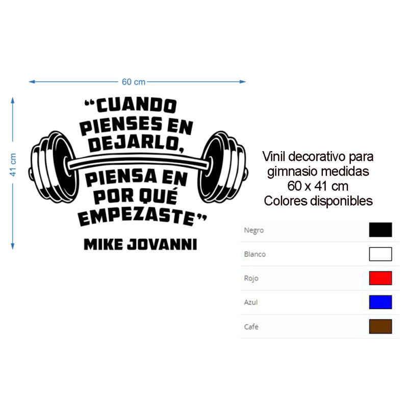 Vinil decorativo con frase motivacional “Cuando pienses en dejarlo, piensa en por qué empezaste”