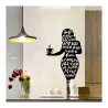 Vinil decorativo cafetería  con la frase   "La mujer es como una taza de café, la primera vez que se toma no deja dormir".